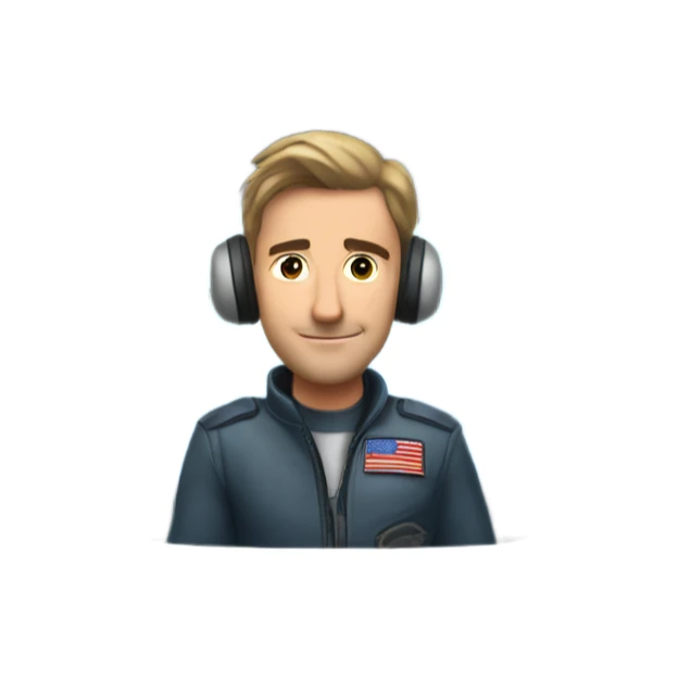 Martin Apprich sitting in a jet cockpit  sticker