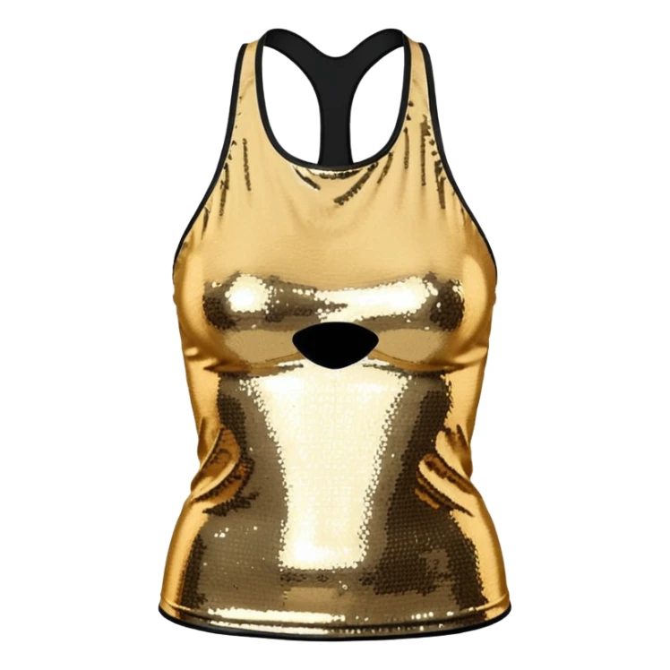 halter neck tank top with gold and silver sequins sticker