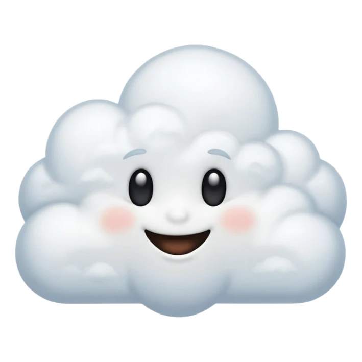 whimsical cloud emoji, Disney cartoon style, fluffy, magical sticker