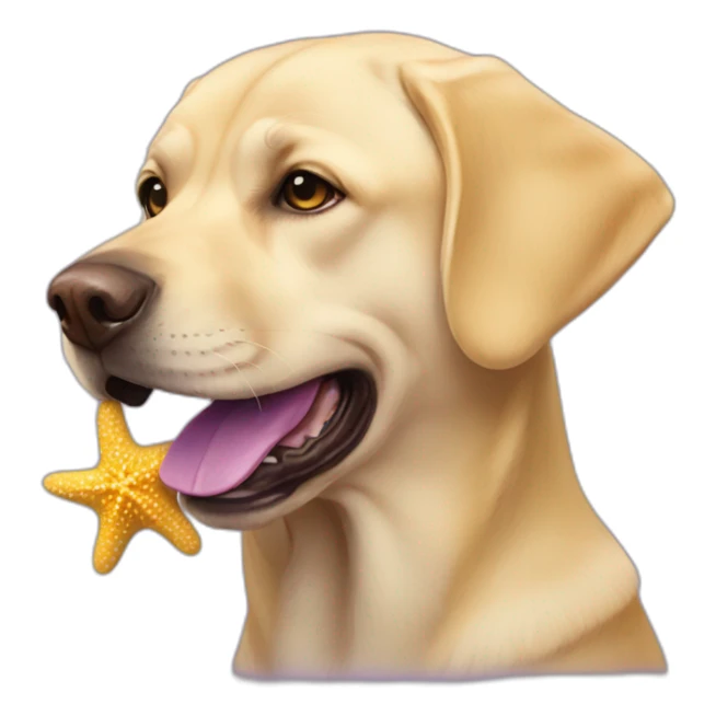 Yellow Labrador with purple starfish in his mouth sticker