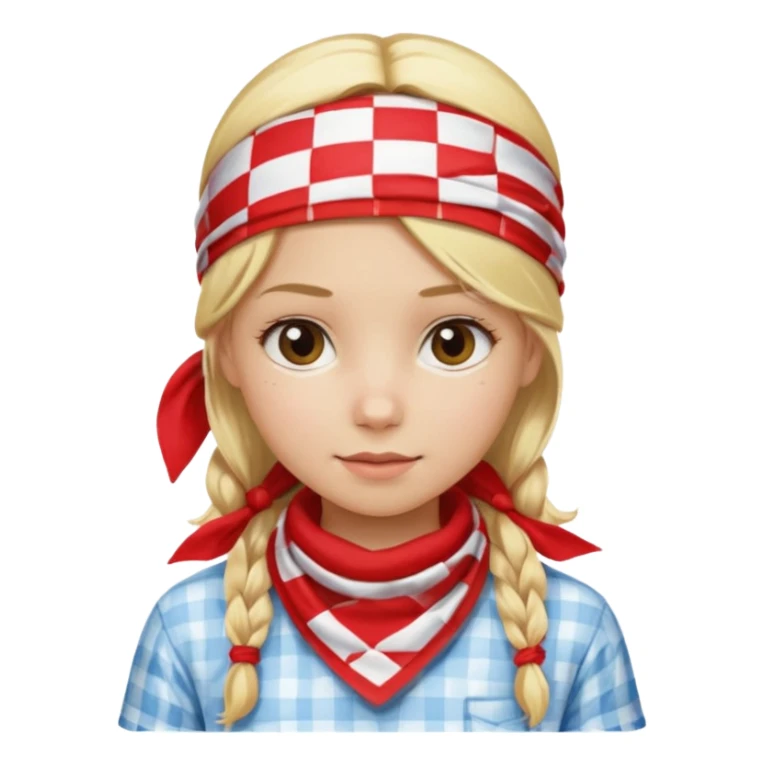 girl blonde hair, wear red and white checkered bandana sticker