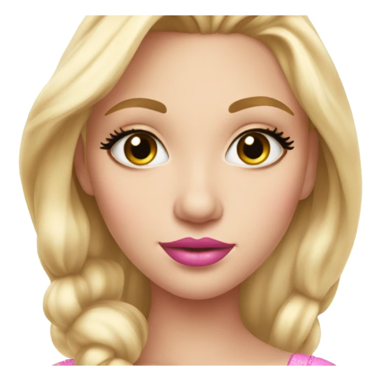 Beautiful blonde princess with eyelashes, pink lip gloss sticker
