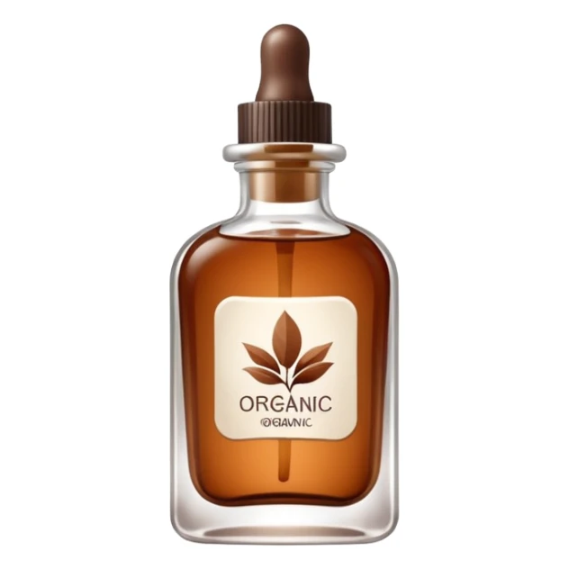 Organic cosmetic in a cristal brown bottle sticker