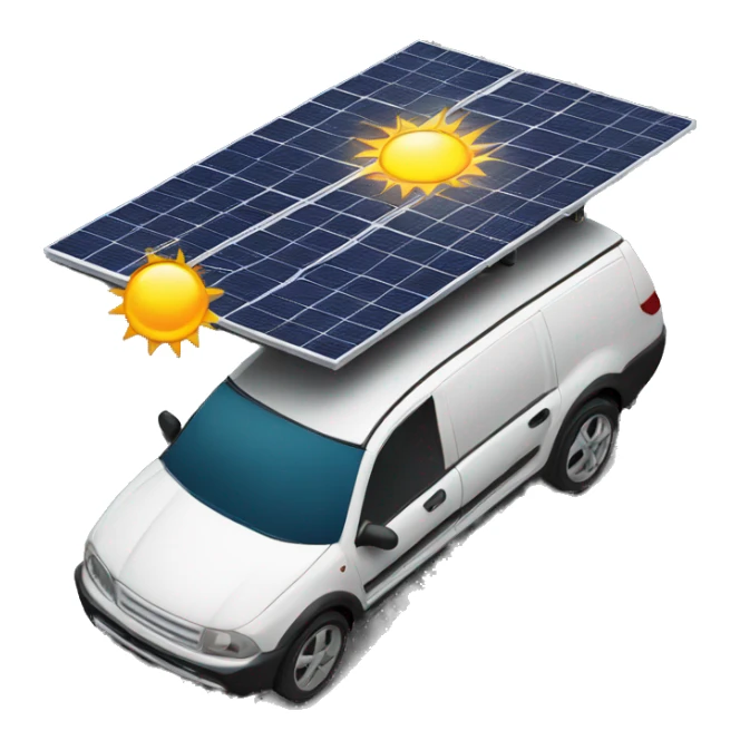 solar panel on top of a car with some sun sticker