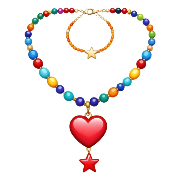 colorful beaded necklace with hearts and stars  sticker