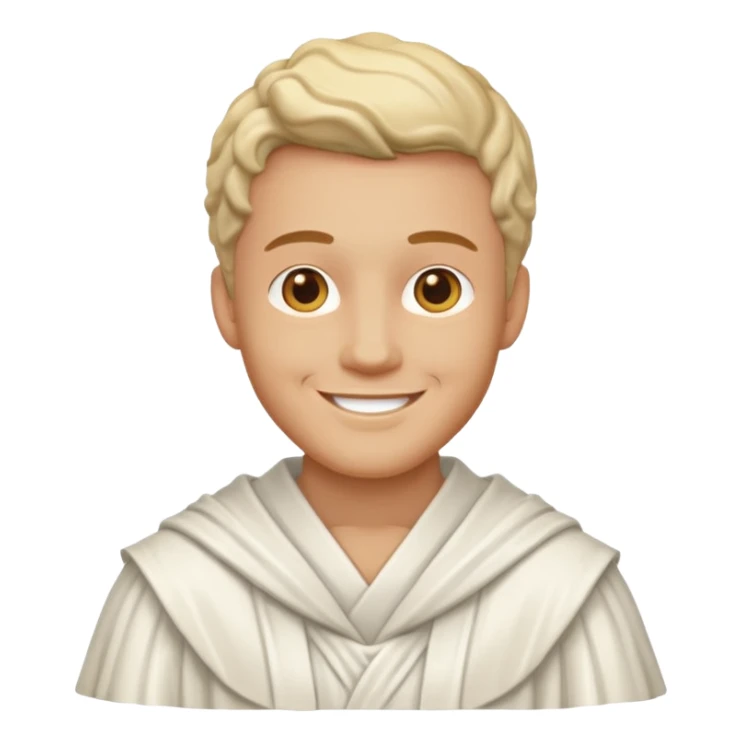 Marble style statue of man head happy full white sticker