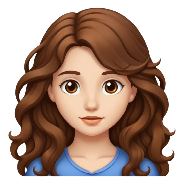 girl with long wavy brown hair and fair skin sticker