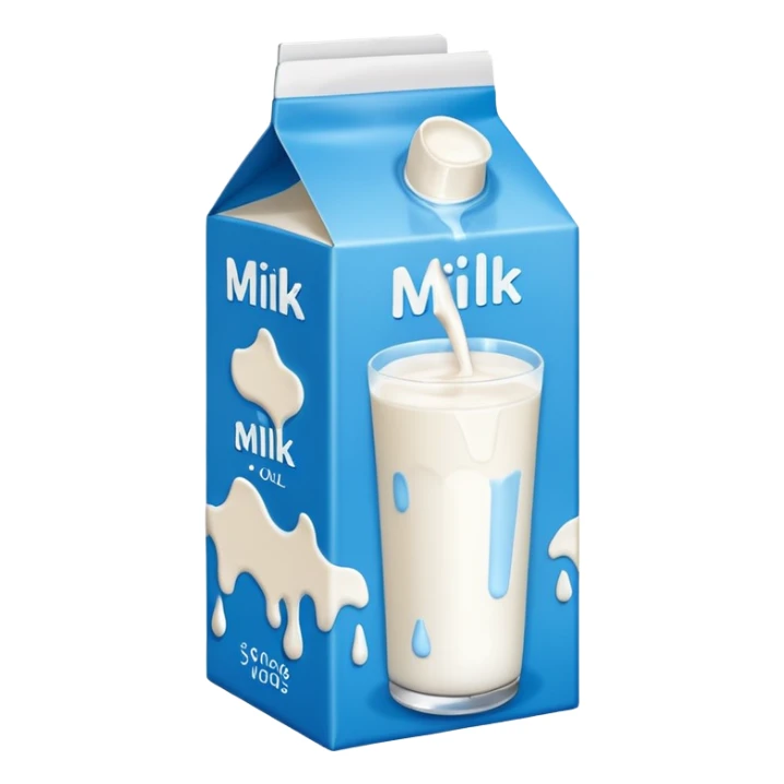 blue and white milk carton with milk label sticker