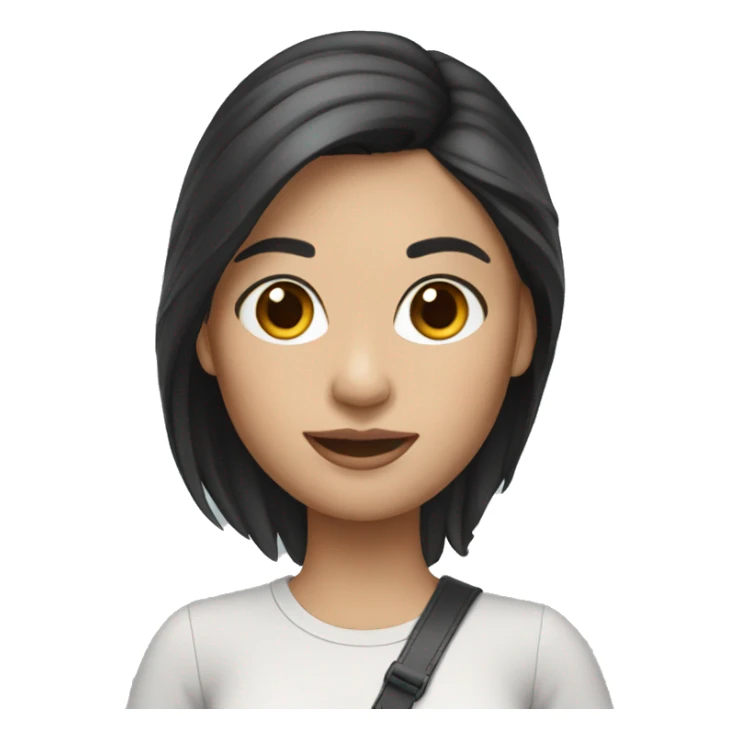 memoji female dark hair with silver laptop sticker