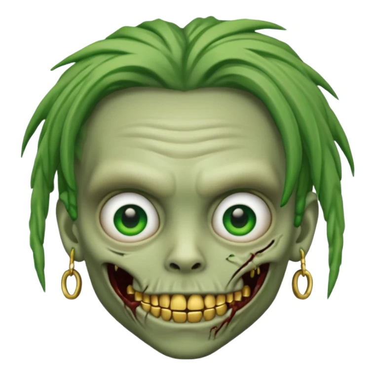 zombie boy emoji with dreads and gold grillz sticker