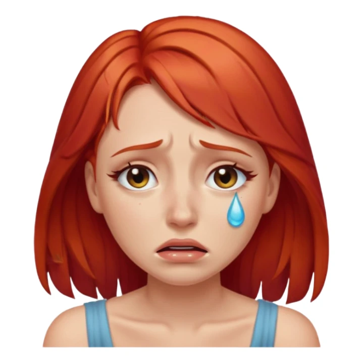 Beautiful lady crying can see shoulders red hair sticker