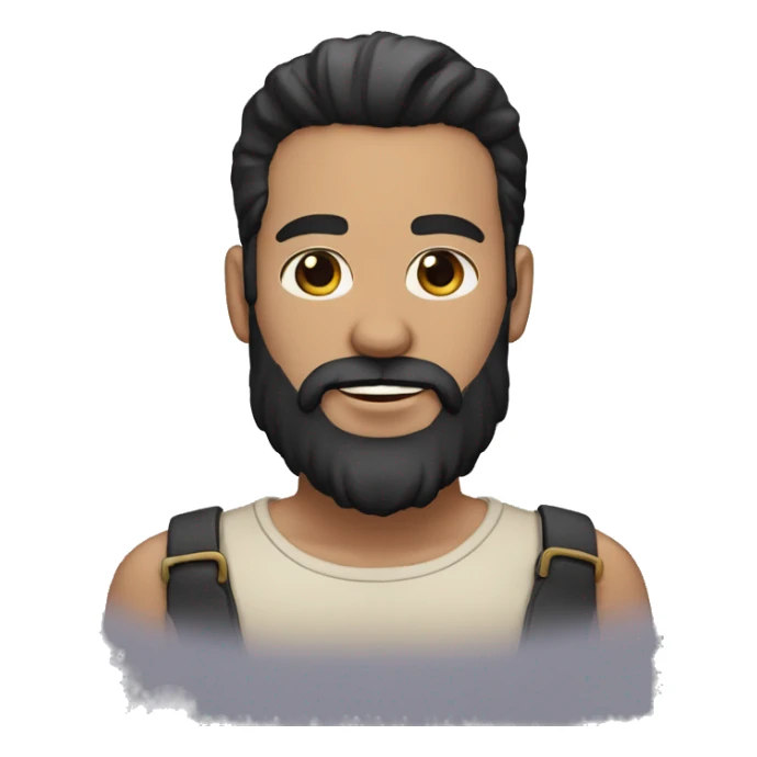 Fair skin tone with full black beard and meduim black hair sticker