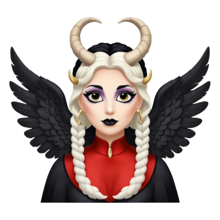 Drag queen with angel wings and ram horns sticker