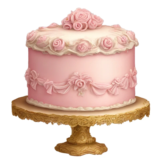 Vintage, highly detailed, rococo, Victorian, Birthday cake, light pink, sticker
