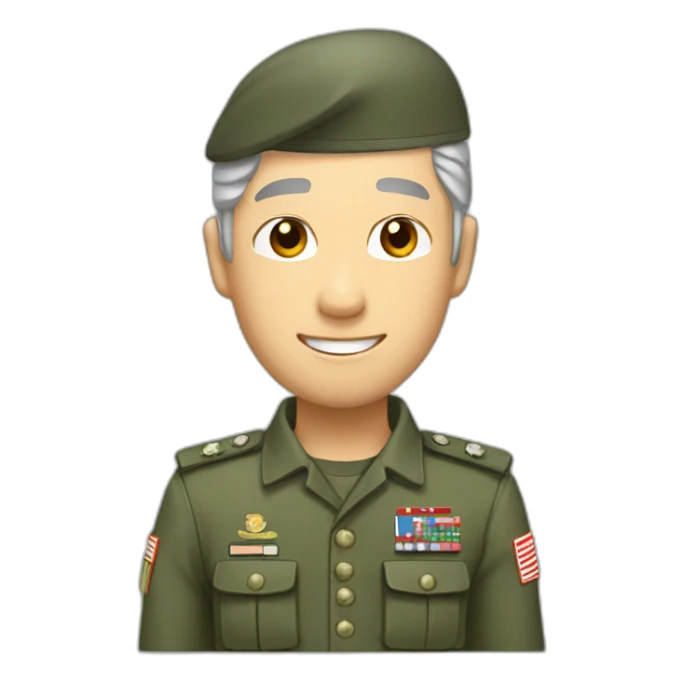 Taiwanese guy gray hair where soldier uniform thumb up sticker