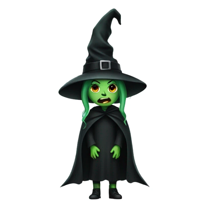 scary witch with green skin and black hat sticker