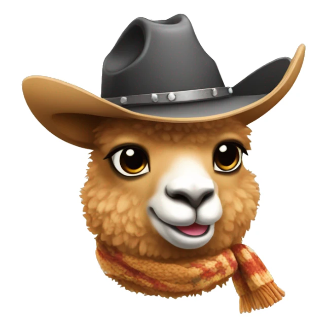 alpaca with cowboy hat with sheriff star and a scarf sticker
