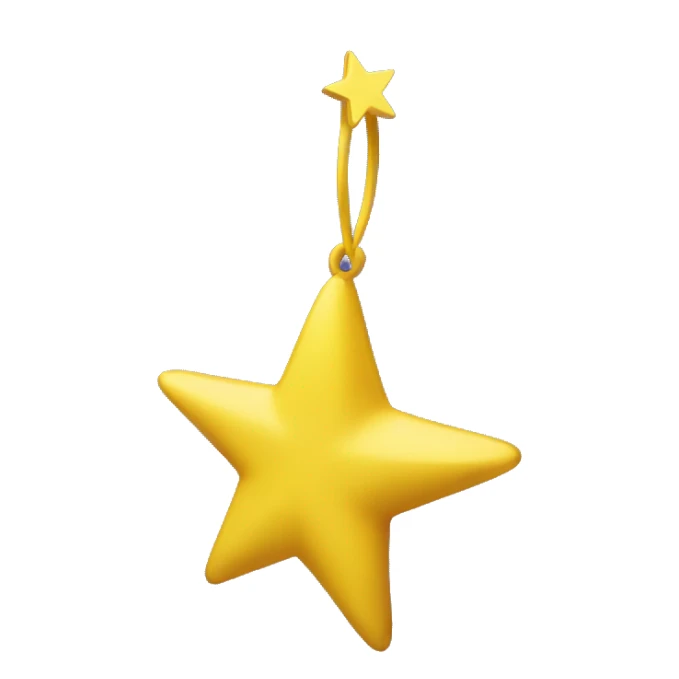 yellow star hanging from yellow crescent moon sticker