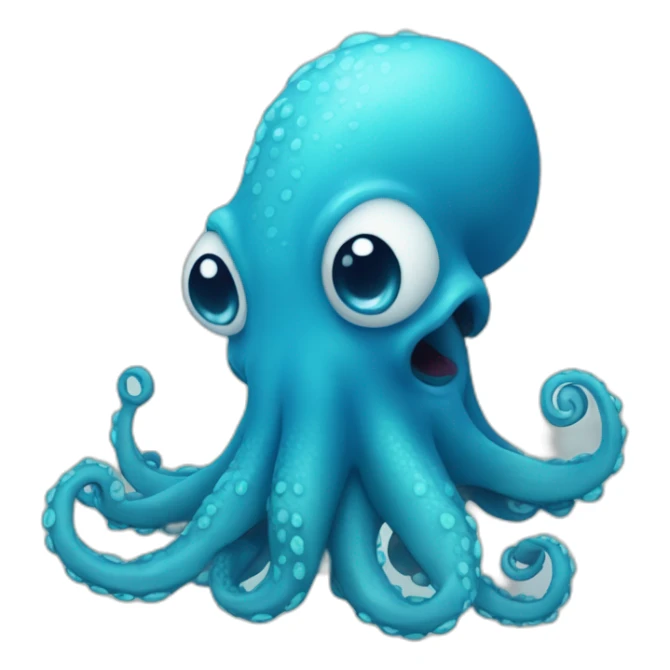 cute blue kraken with adorable face  loving sticker