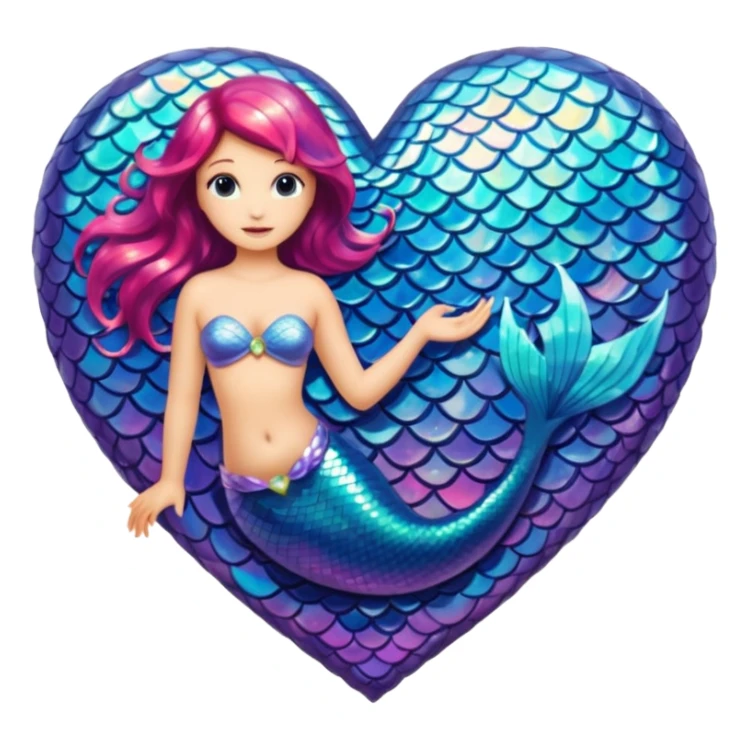 heart with a mermaid motif sticker
