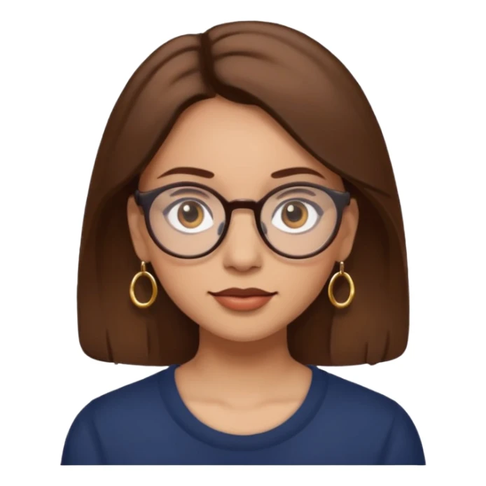Women brown eye and brown hair with glasses and circle earing sticker