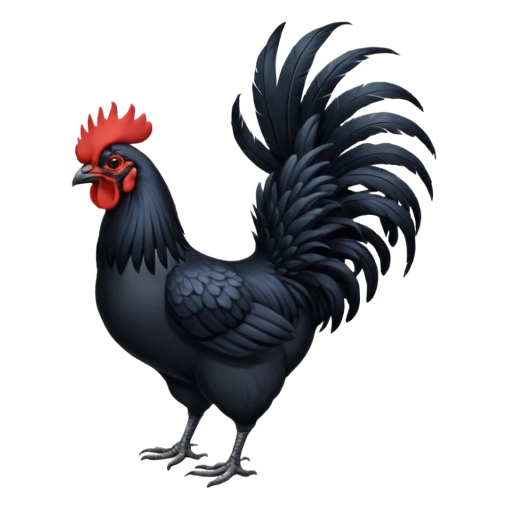 Ayam cemani rooster with black wattle black beak black comb black sticker