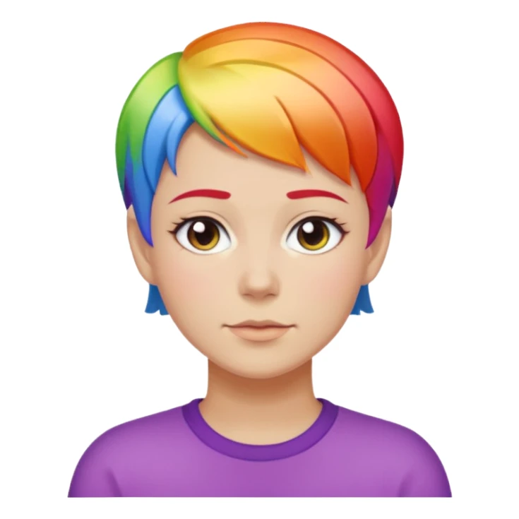 White lesbian with short hair rainbow coloured skin sticker