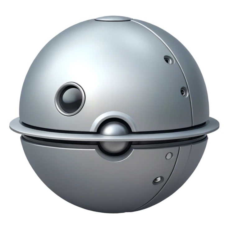 a simple, spherical spaceship shaped like a ball, with a smooth surface and minimalistic details. Use a plain background. sticker