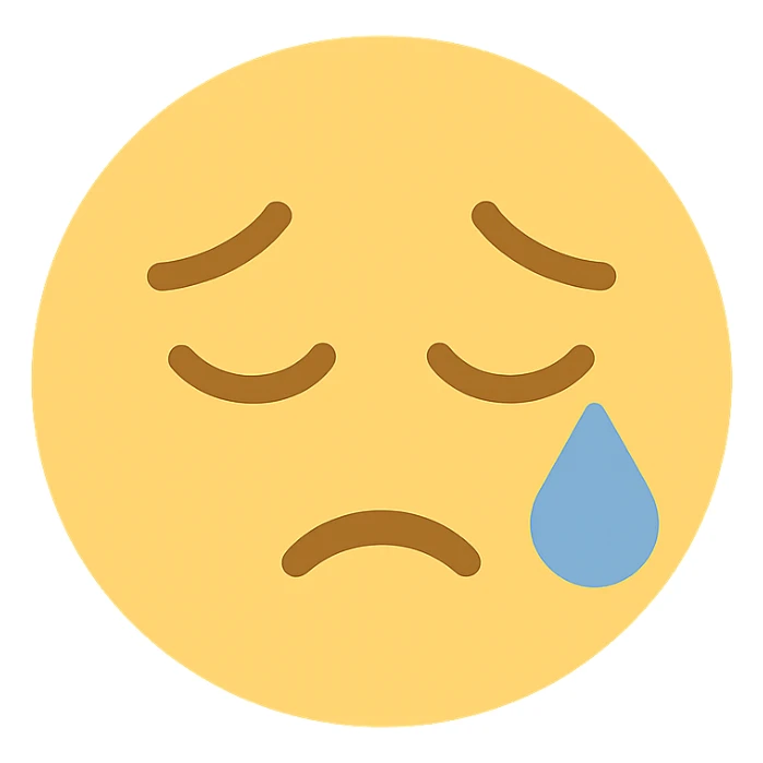 wistful crying face colored icon with single tear and gentle expression sticker
