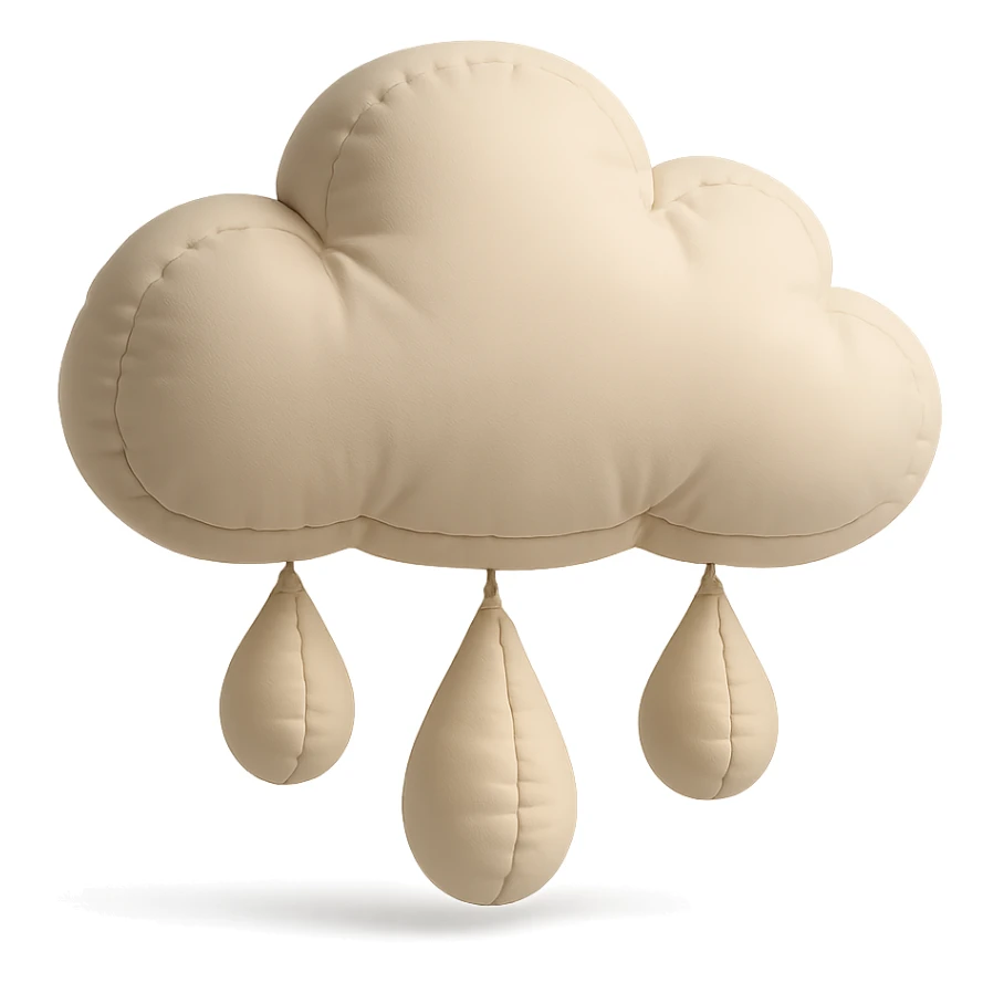 rain cloud with raindrops, plush cushion style sticker