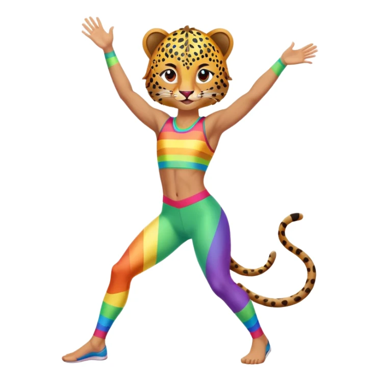 A rock climber in spandex that’s rainbow colored with leopard spots sticker