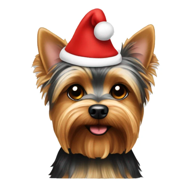 yorkie dog wearing Santa hat sticker