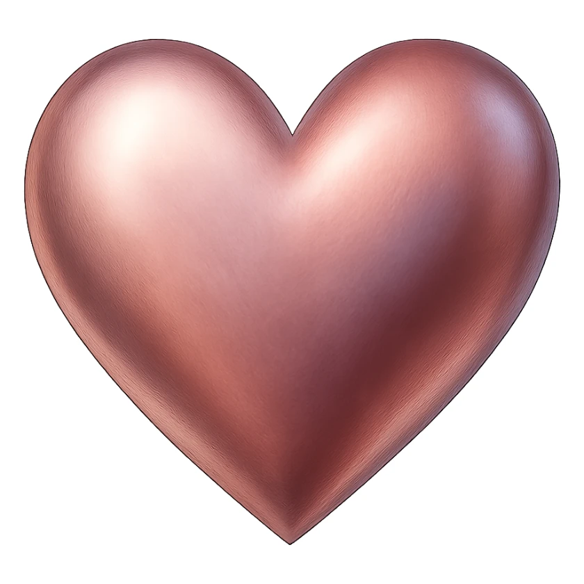heart with a metallic blush finish, digital illustration, no background sticker