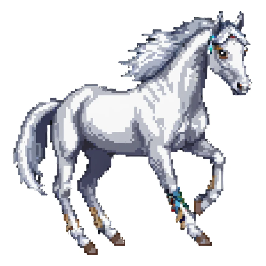 silver spirit horse running, mystical, magical sticker