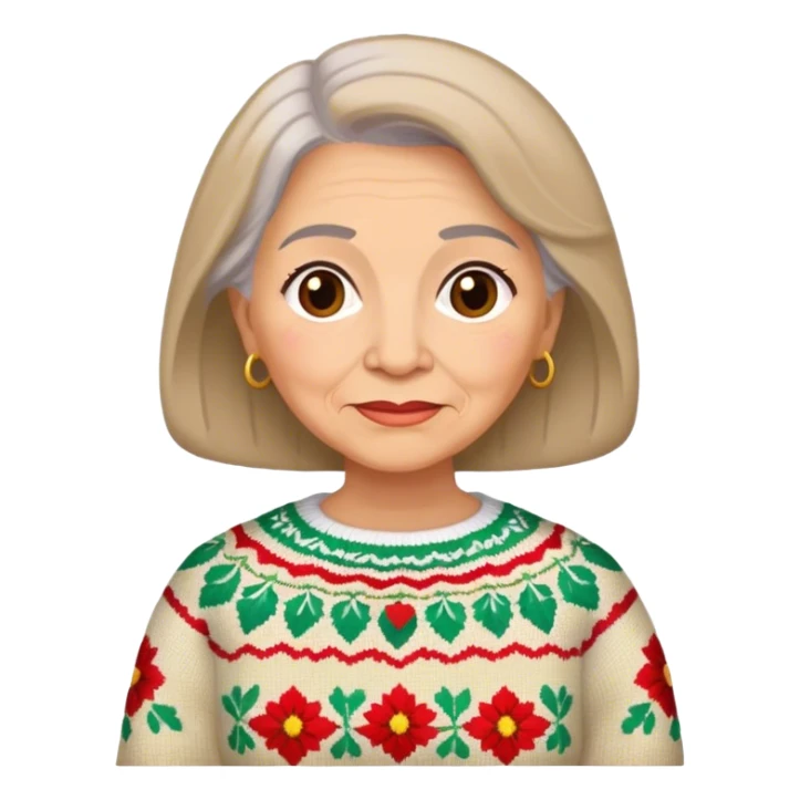 Grandmother, light brunette, with Mexican sweater  sticker