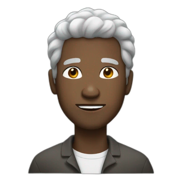 black man with grey and white hair and a goatie sticker