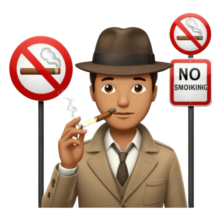 „no smoking“ street sign with a man who smoks cigar sticker