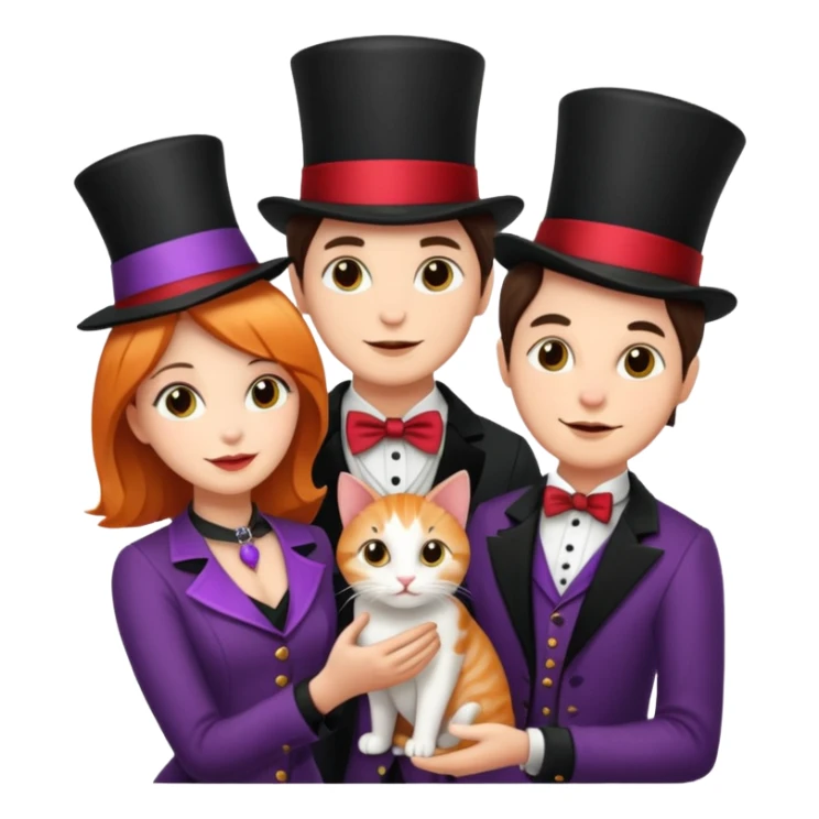 magician couple and their pet cat sticker