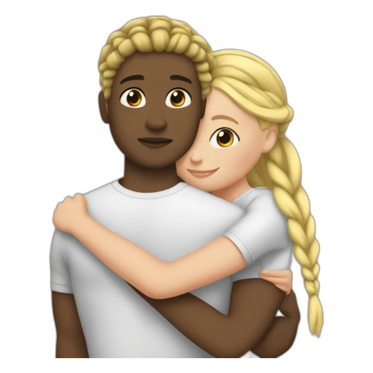 A black person with braids cuddling a Blonde white girl sticker