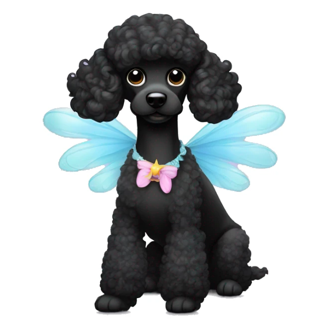 Black poodle with fairy wings smocking   sticker