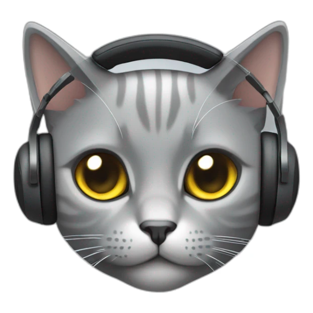 All Grey British short hair cat wearing gaming headset sticker