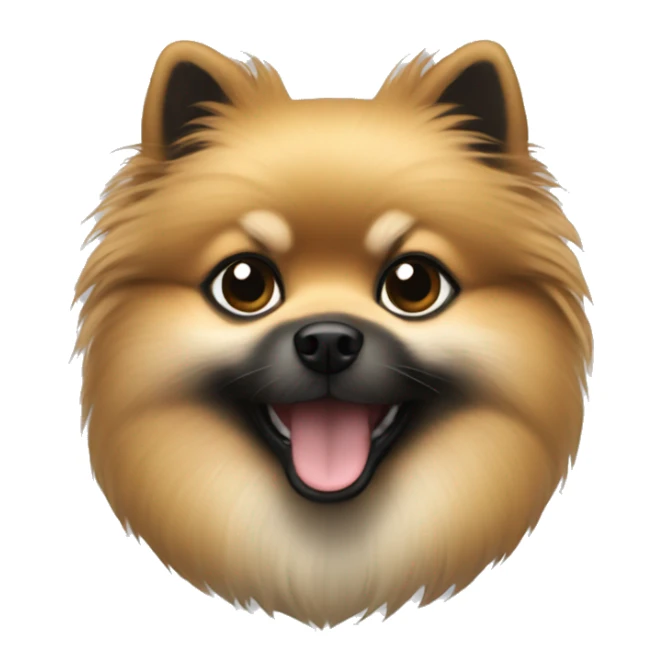 Create a pomeranian emoji in black tan coloring sticker