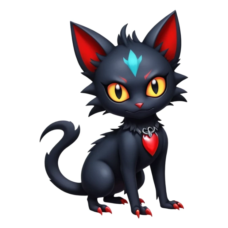 Vampiric feral futuristic gothic emo dark Litten-Noibat-Fakémon-hybrid-creature (full body) sticker