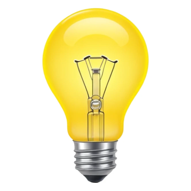Generate a high-quality image of a glowing neon yellow light bulb, bright vibrant color, realistic glow effect, smooth gradient colors, no human figures, no facial features, no brand markings, simple dark background, high-resolution.
 sticker
