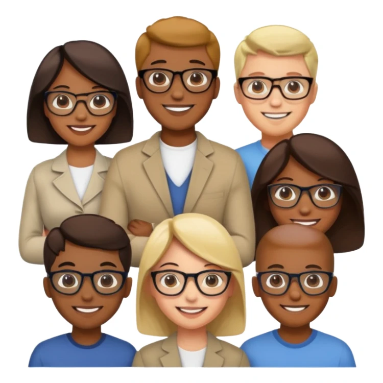 Generate a realistic emoji of someone a group of inteligent people sticker