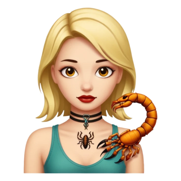 Girl with Scorpion Tattoo on the neck. sticker