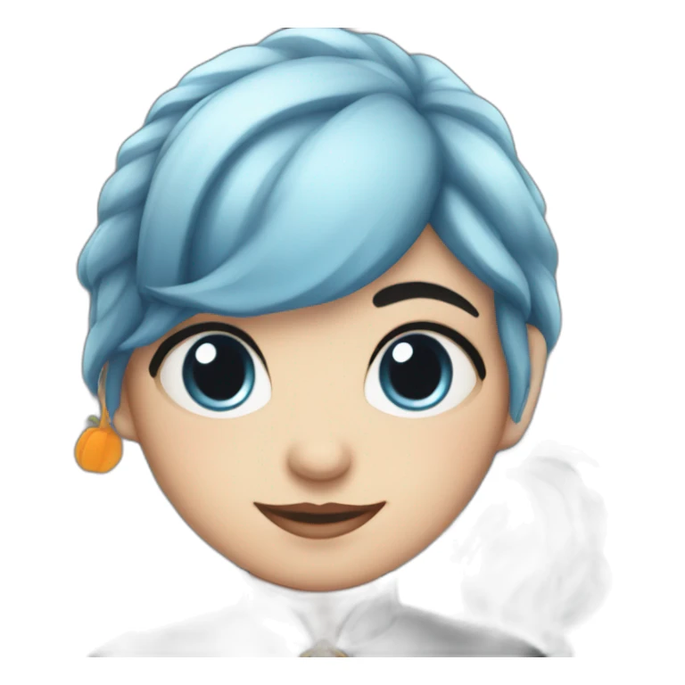 Short Blue-haired witch in black full skirt full length sticker