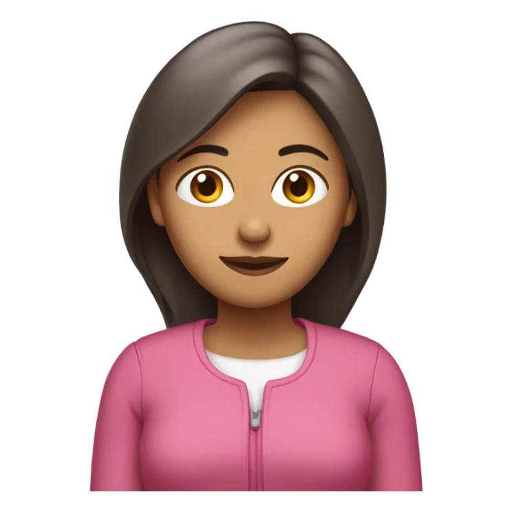 🙎🏽‍♀️ pelo lacio y largo con ropa rosa y cara normal sticker