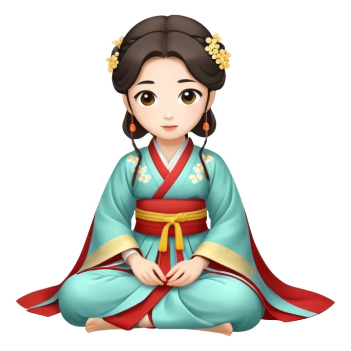 Beautiful girl in Hanfu sitting on the ground sticker