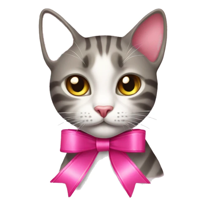 cat with pink coquette ribbons sticker